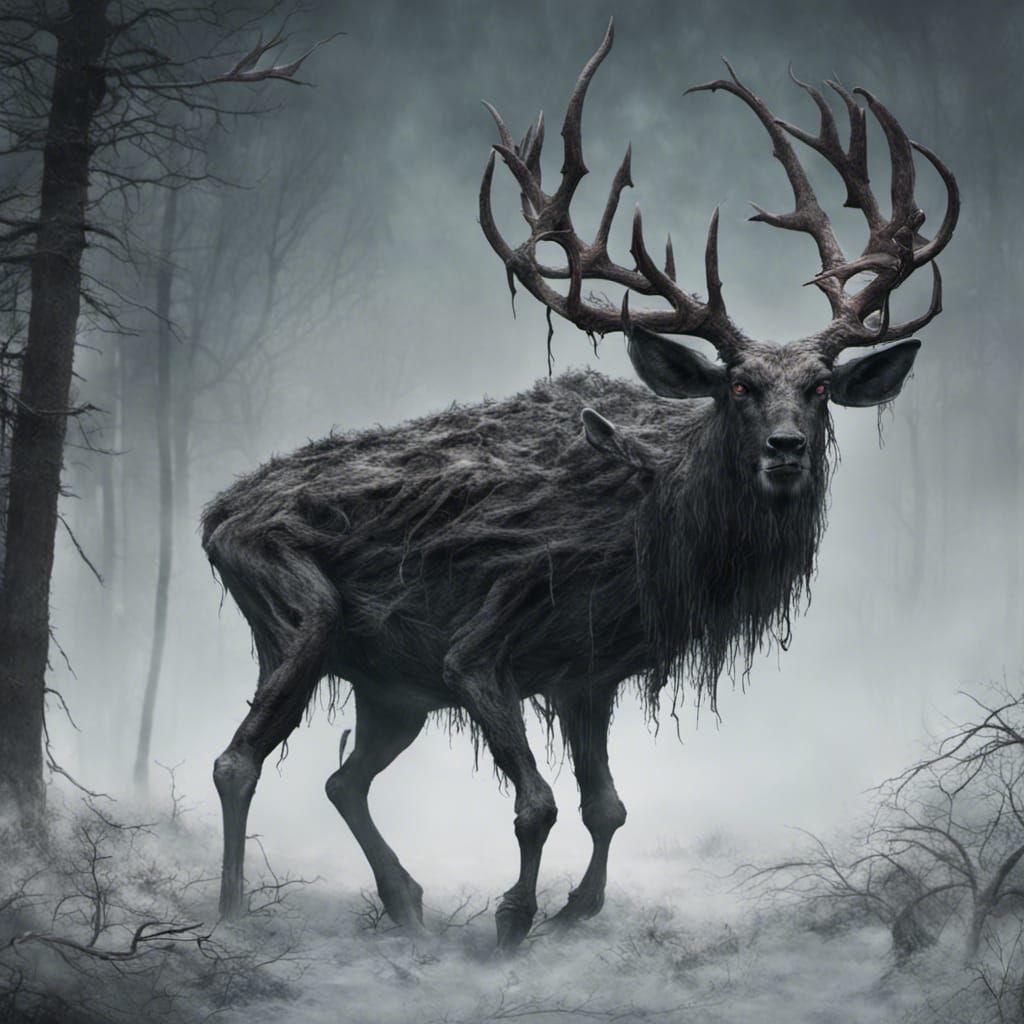 Creepy deer - AI Generated Artwork - NightCafe Creator