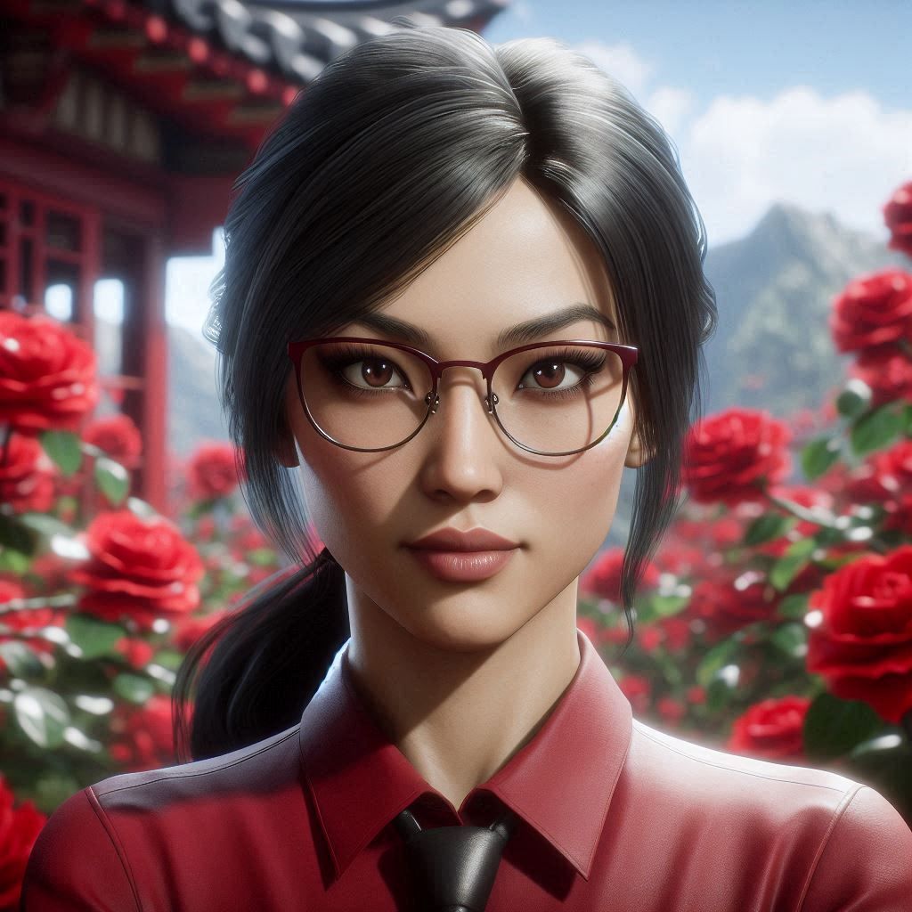 Titaness Kitana at a Japanese rose garden