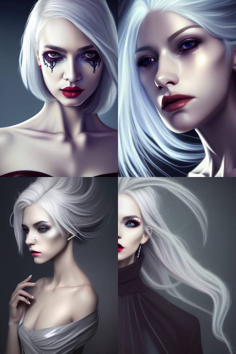 Portrait of Woman With Silver Hair Halloween