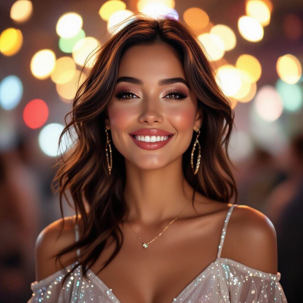 a portrait poster background for a show, no foreground on the image, ultra-realistic style, bright lights, festive atmosphere, joyful, warm,...