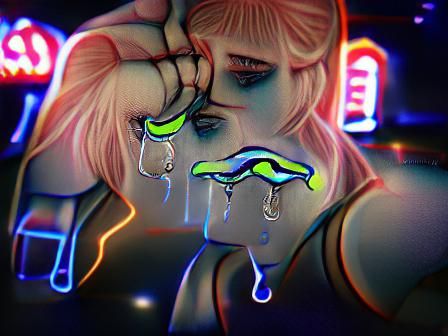 Sorrow and tears in neon