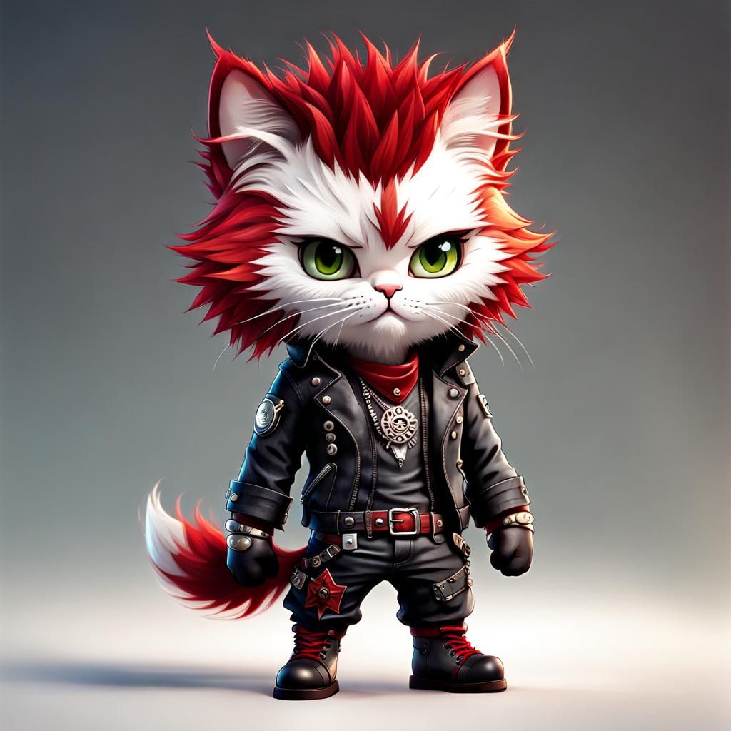 anthropomorphic rocker cat , furry art, chibi style - AI Generated ...