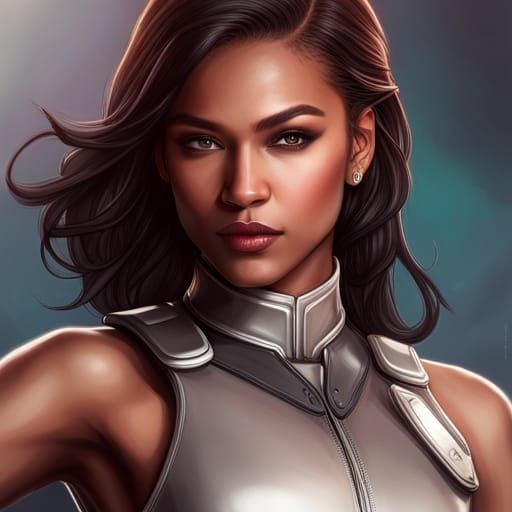Zendaya from the future warrior stance beautifully colored i...