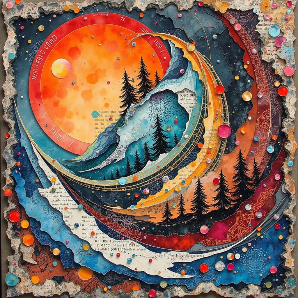 <lora:Weird:1.0> ((poetry:1.6) (a landscape that swirls into a vortex vertigo 2.0) (mixed media collage) (alcohol ink) (ink on paper) (fluid...