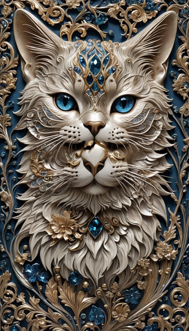(Finnish Style Panel depicting Kitty created out of intricat...