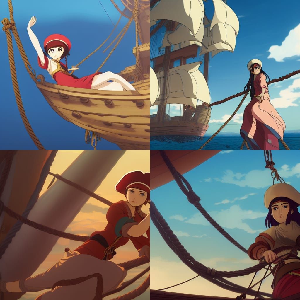 Female Ottoman Pirate Anime Style