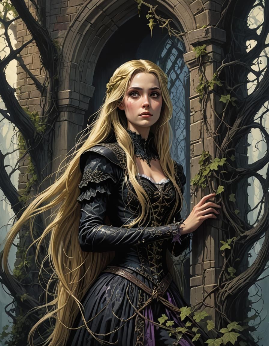 gothic horror rapunzel dark thorny fairytale - AI Generated Artwork ...