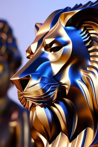 "Lion king made out of 18K Gold" Insanely Hyperdetailed Intr...
