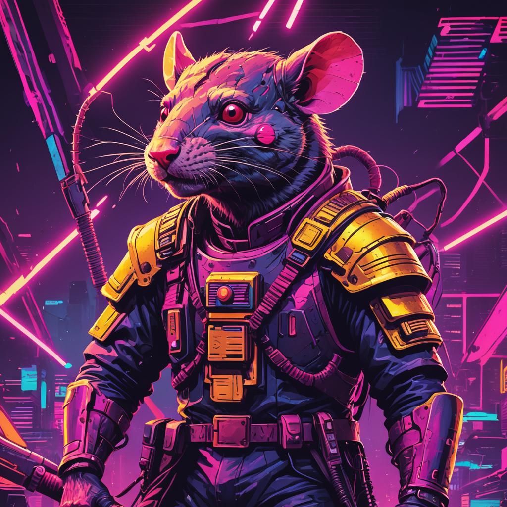 Cyberpunk Rat Samurai