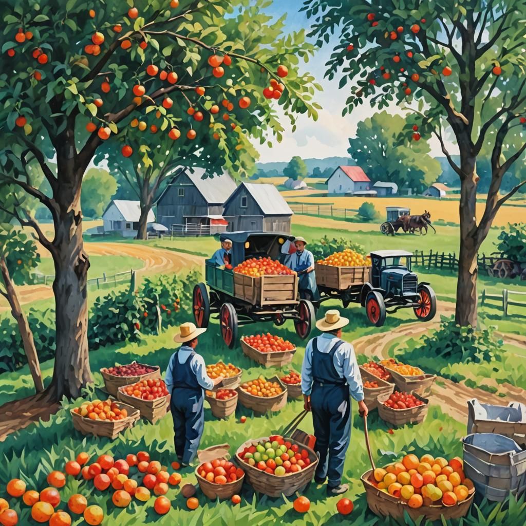 Fruit Harvest time on an Amish farm  by @Pa