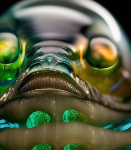 Alien Fish Encased in Crystal: Hyperrealistic Close-Up