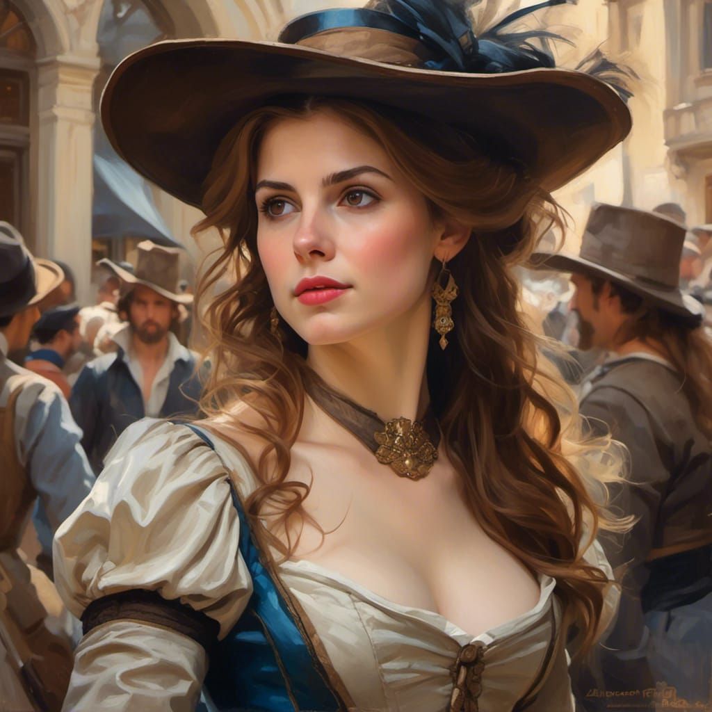 <lora:Beautiful Visions:1.0> Anna Kendrick as a Three Musket...
