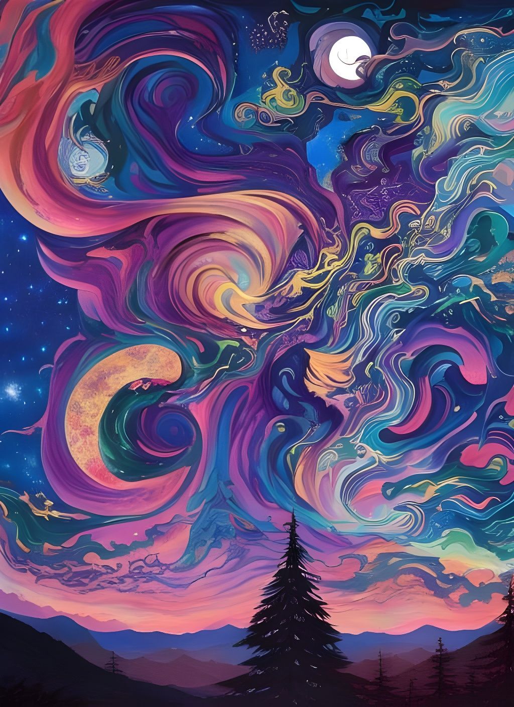 Psychedelic Invasion of the Night Sky  by @Rochelle