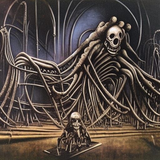 H.r Giger, cosmic horror, Halloween, haunted houses, hay rid...