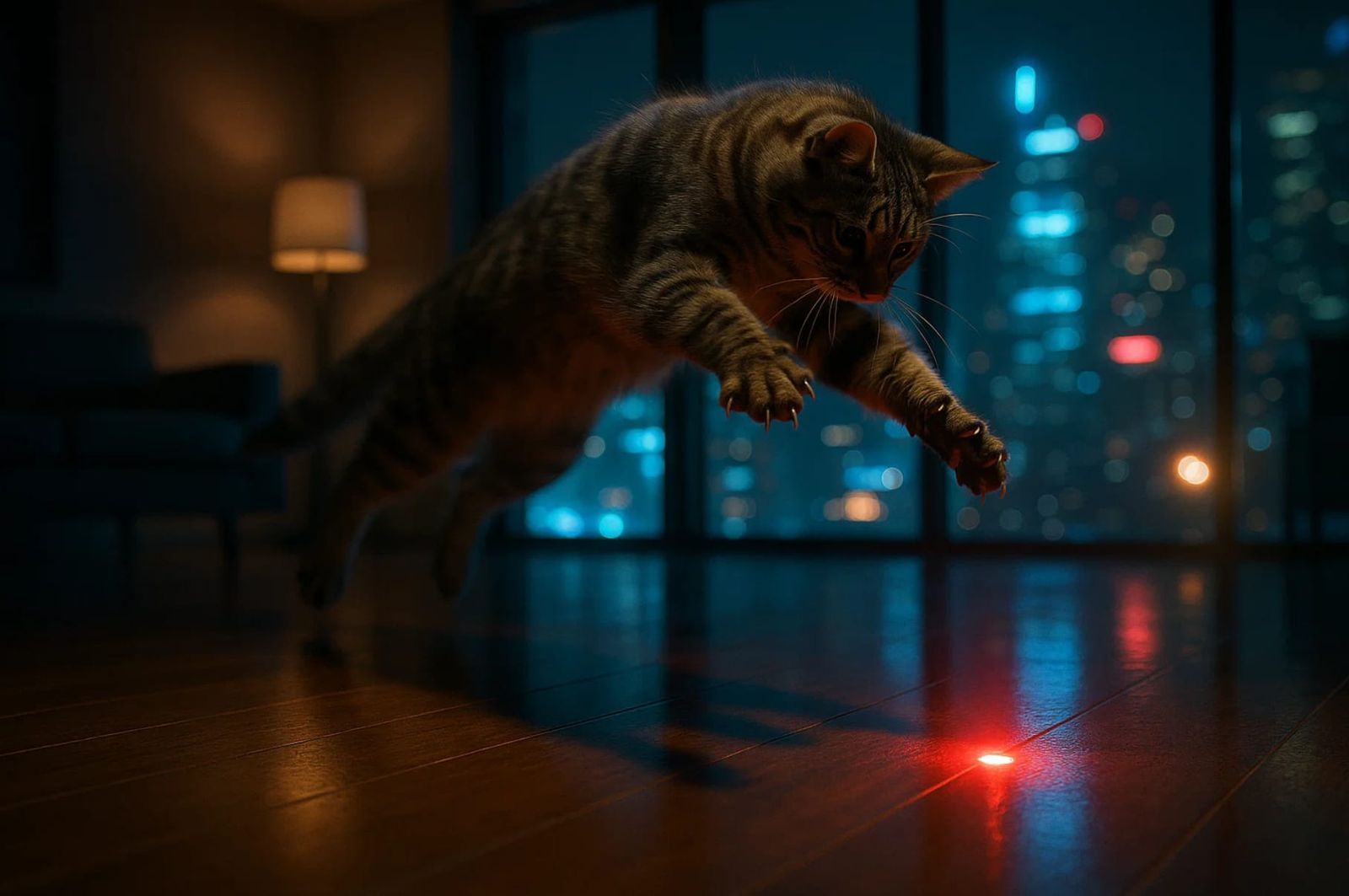 Cat vs. Laser Pointer Red Dot