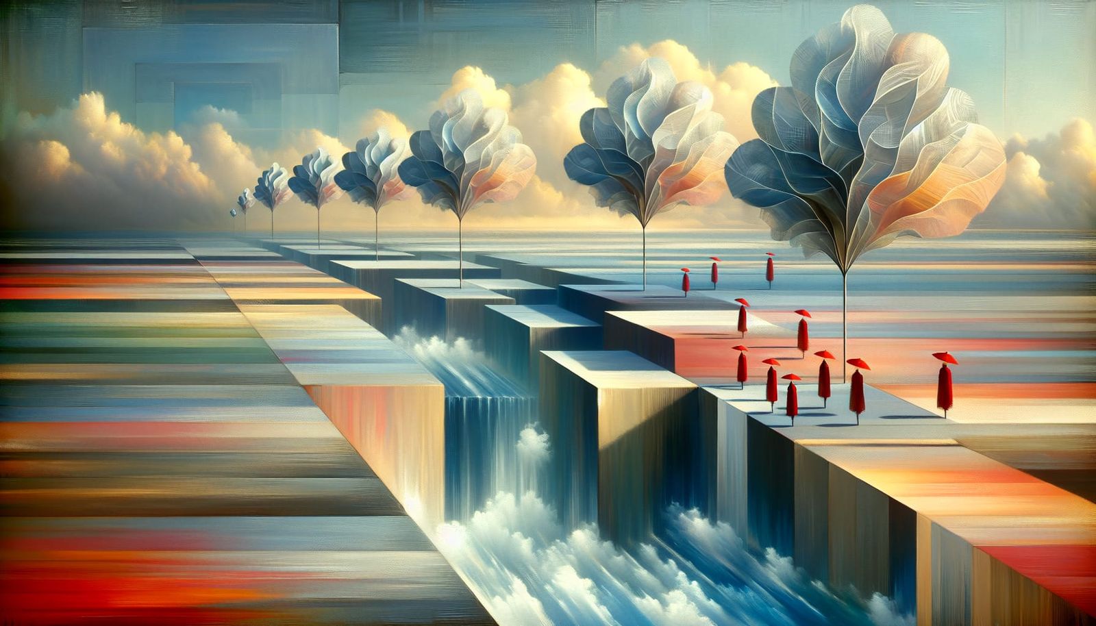 Create a text prompt for an abstract artwork of a blurred in...