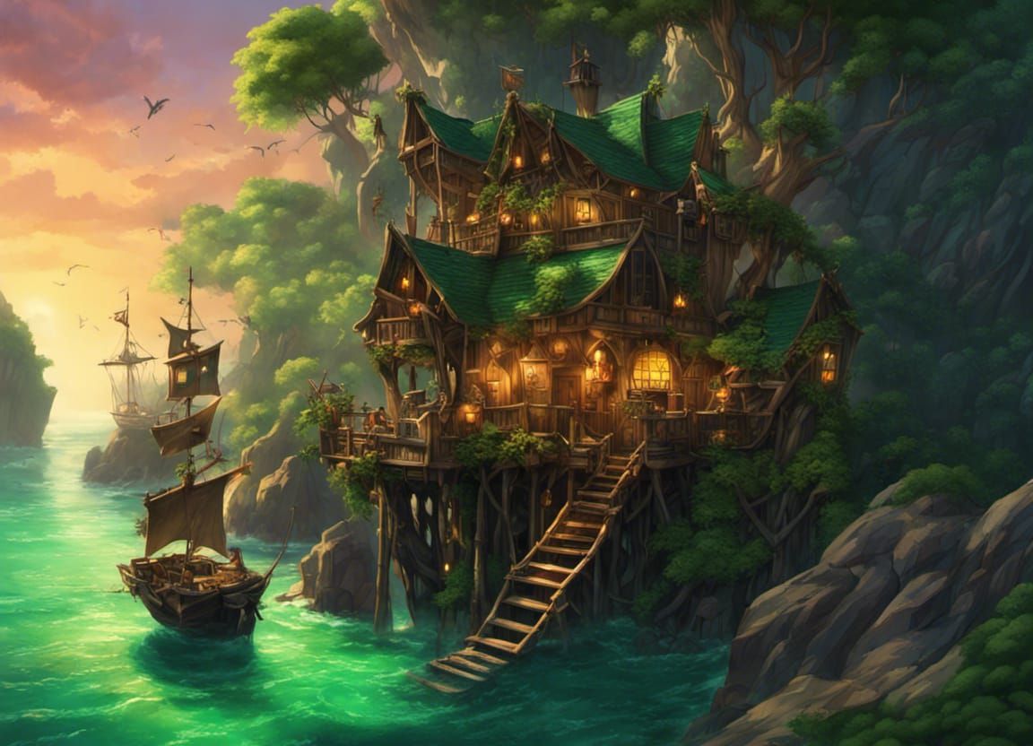 The Pirates' Cozy Treetop Hideaway  by @Apok