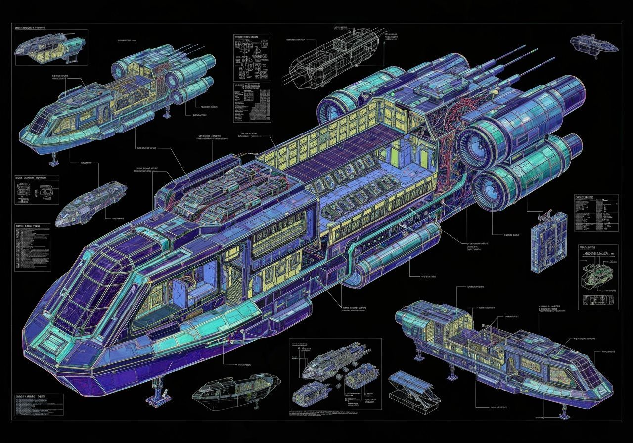 Spaceship schematic, holographic