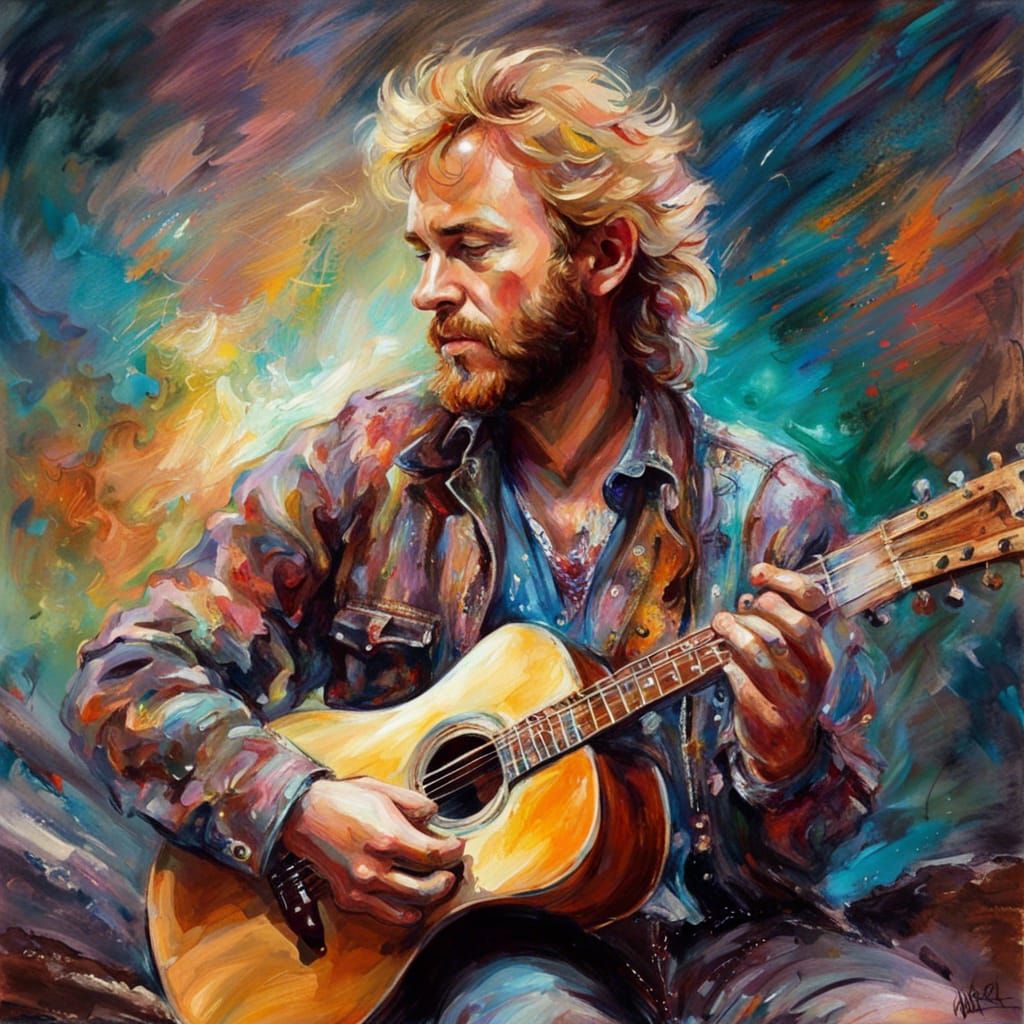 Keith Whitley holding a guitar in heaven - AI Generated Artwork ...