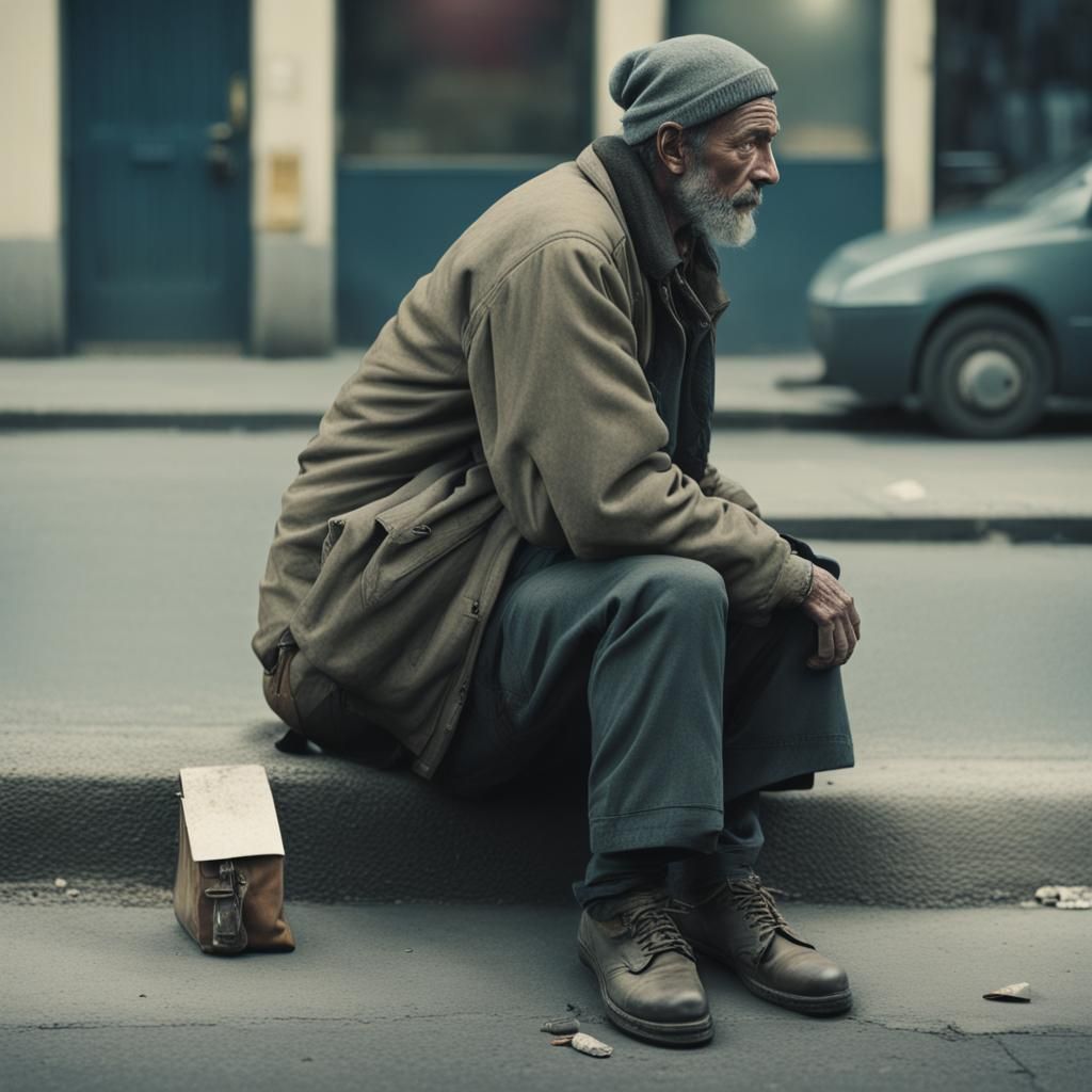Homeless in the city - AI Generated Artwork - NightCafe Creator