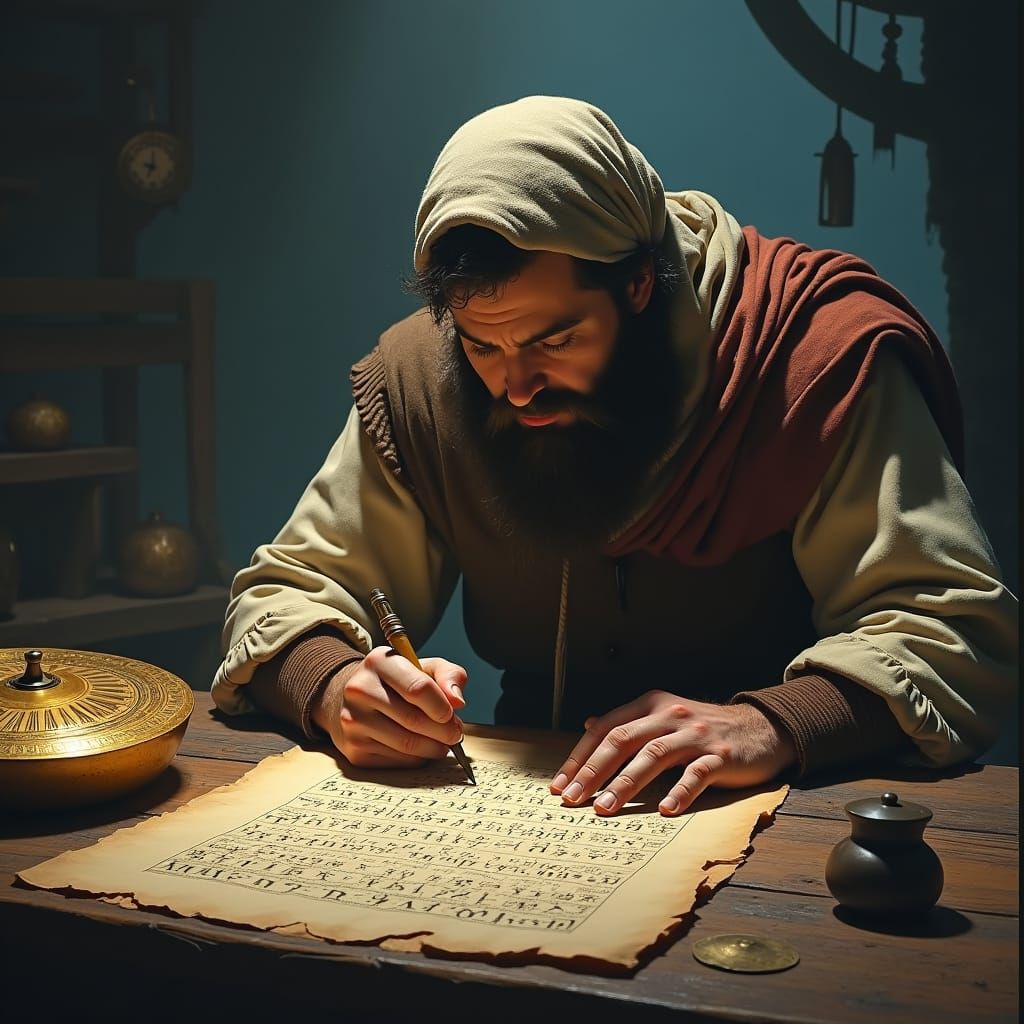 Mystical Rune Scribe in a Matte Painting