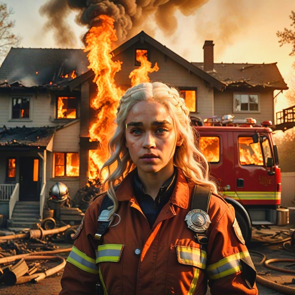 Daenerys Targaryen as Modern Firefighter  by @lionel