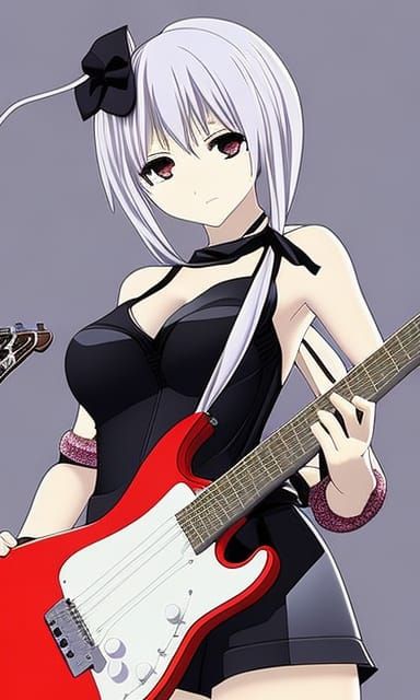Guitar Music Girl with Anime and Cartoon Style. She is a Super Star! Video  Game's Digital CG Artwork, Concept Illustration, Realistic Cartoon Style  Stock Photo - Alamy