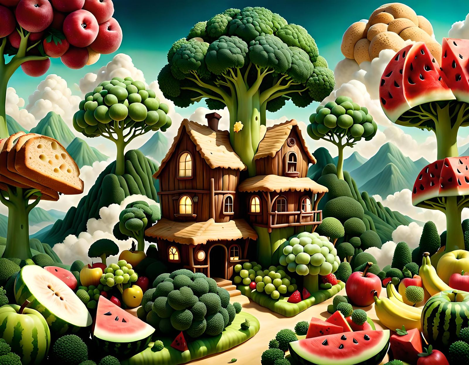 Fruit and Veggie Foodscape/Food World - AI Generated Artwork ...