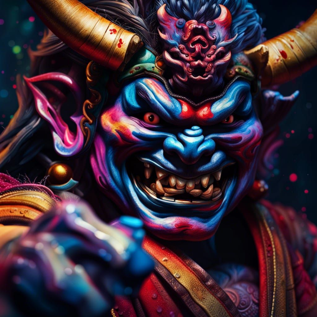 Japanese Oni taking a selfie