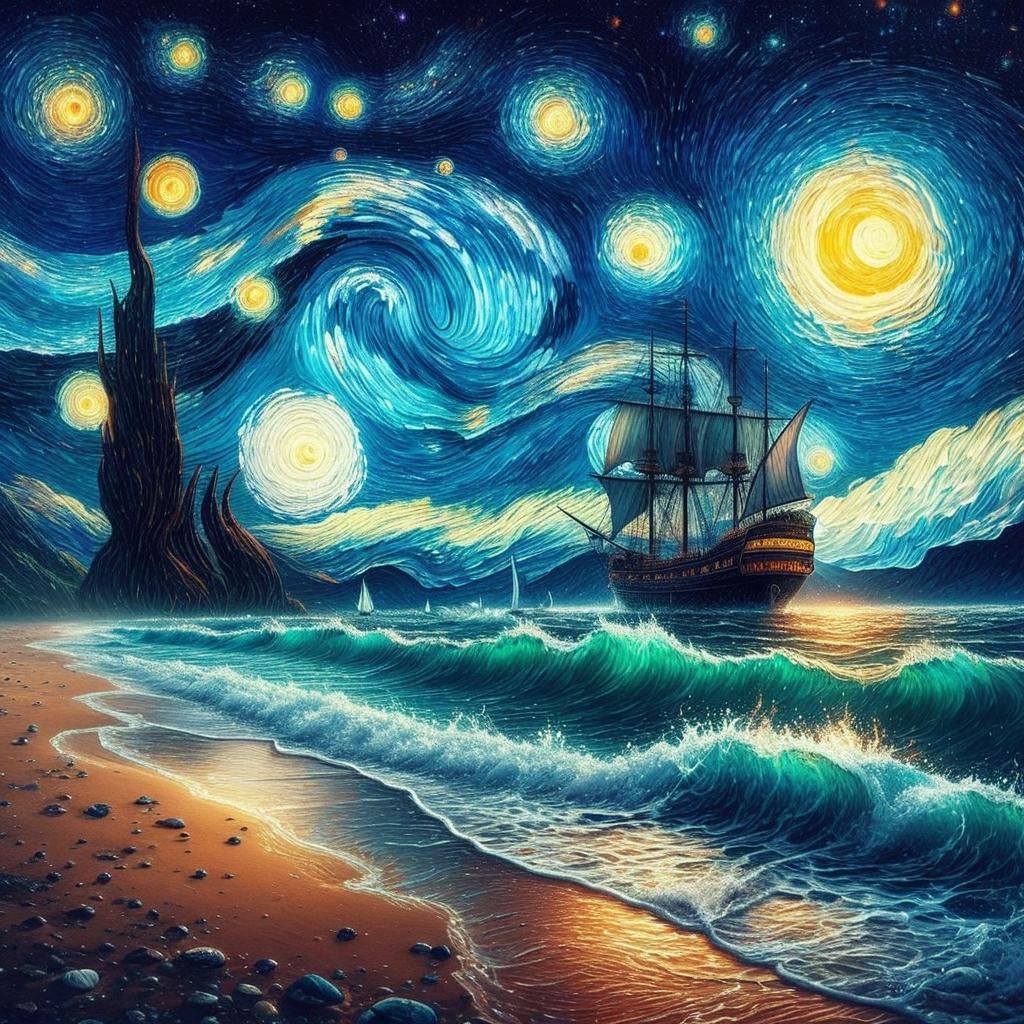 Starry Night Shore  by @Rosie
