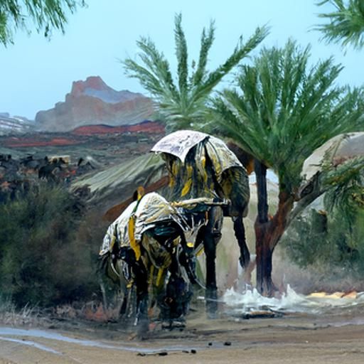 Blody rain in desert