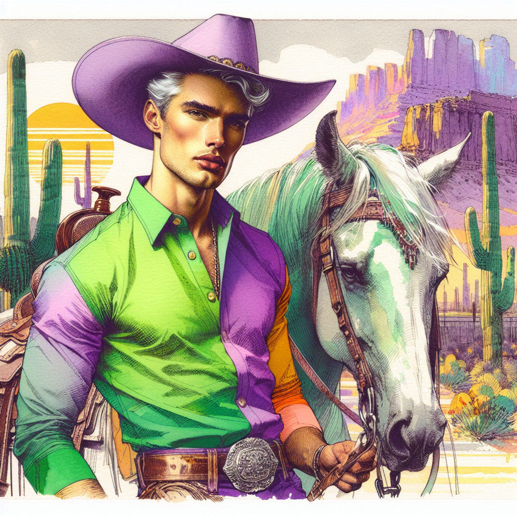 Neon Cowboy of the Desert Frontier