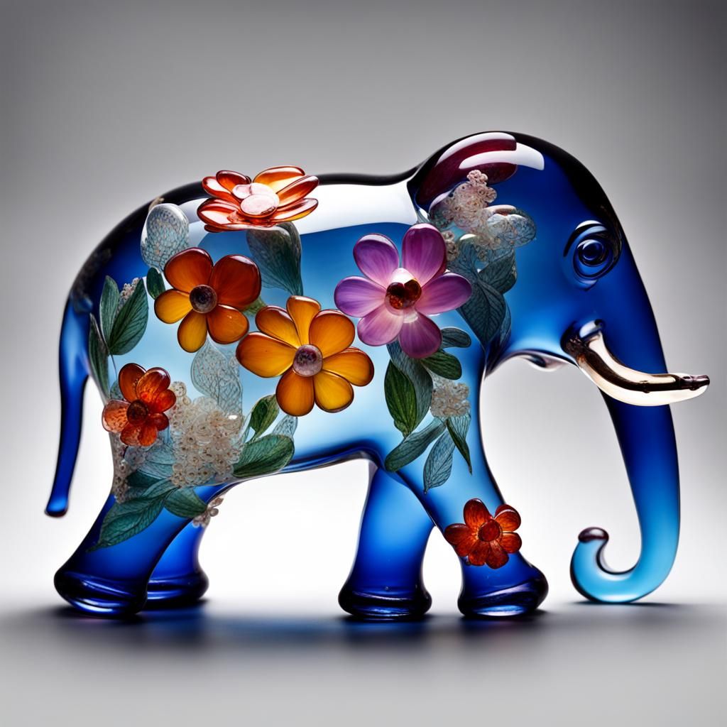 A Flowery Glass Elephant AI Generated Artwork NightCafe Creator