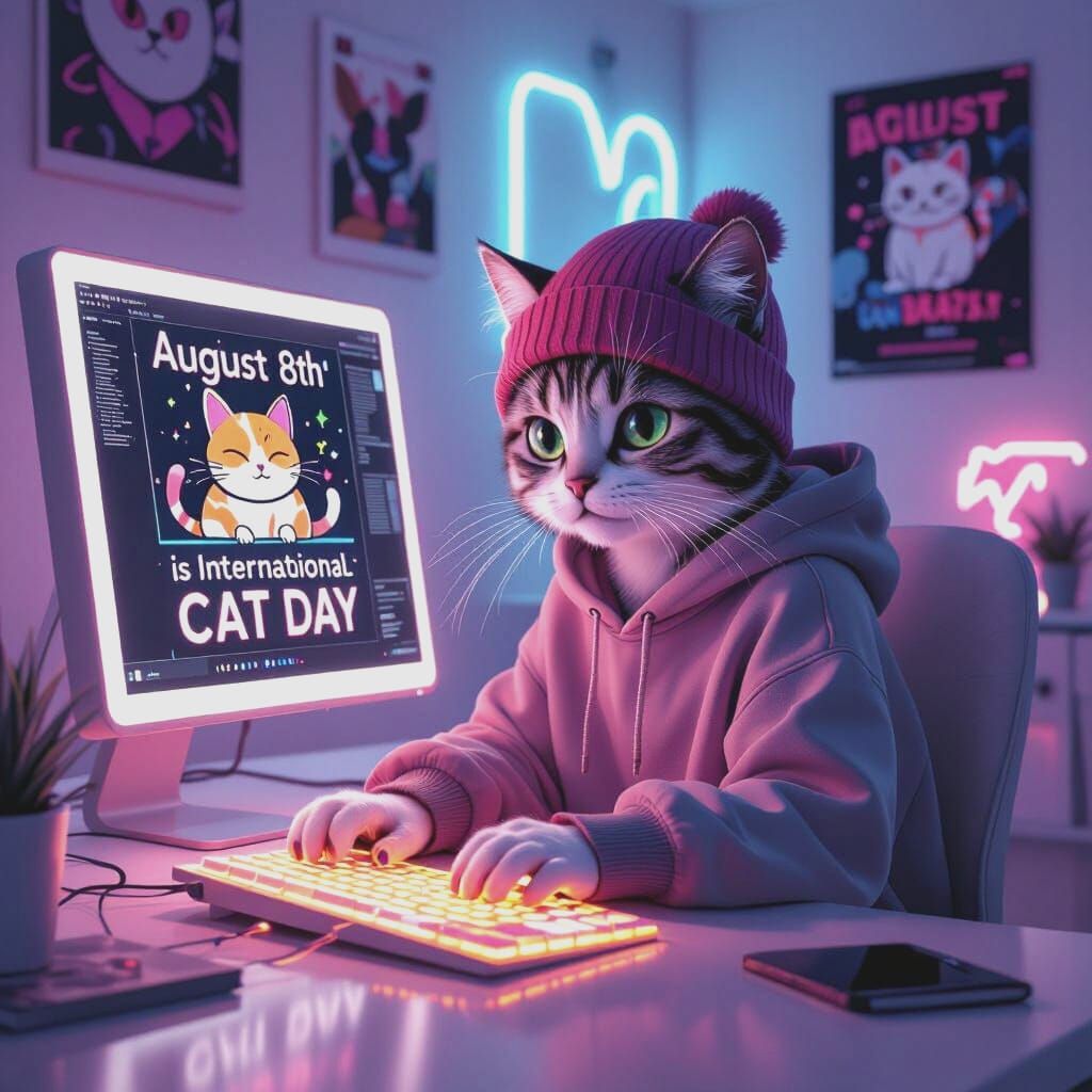 Gen Z Cat prompting fort August 8th the international cat day  by @AI Experiments