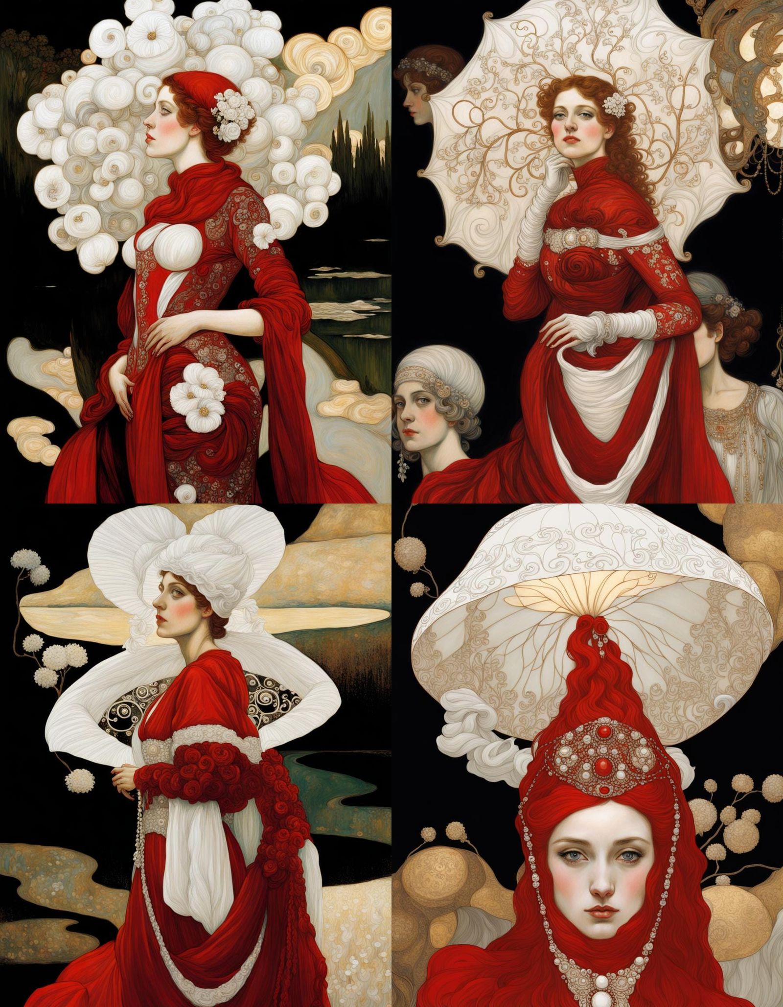 Beautiful Lady in Red and White Gustav Klimt Gustave Doré Rebecca Sugar ...