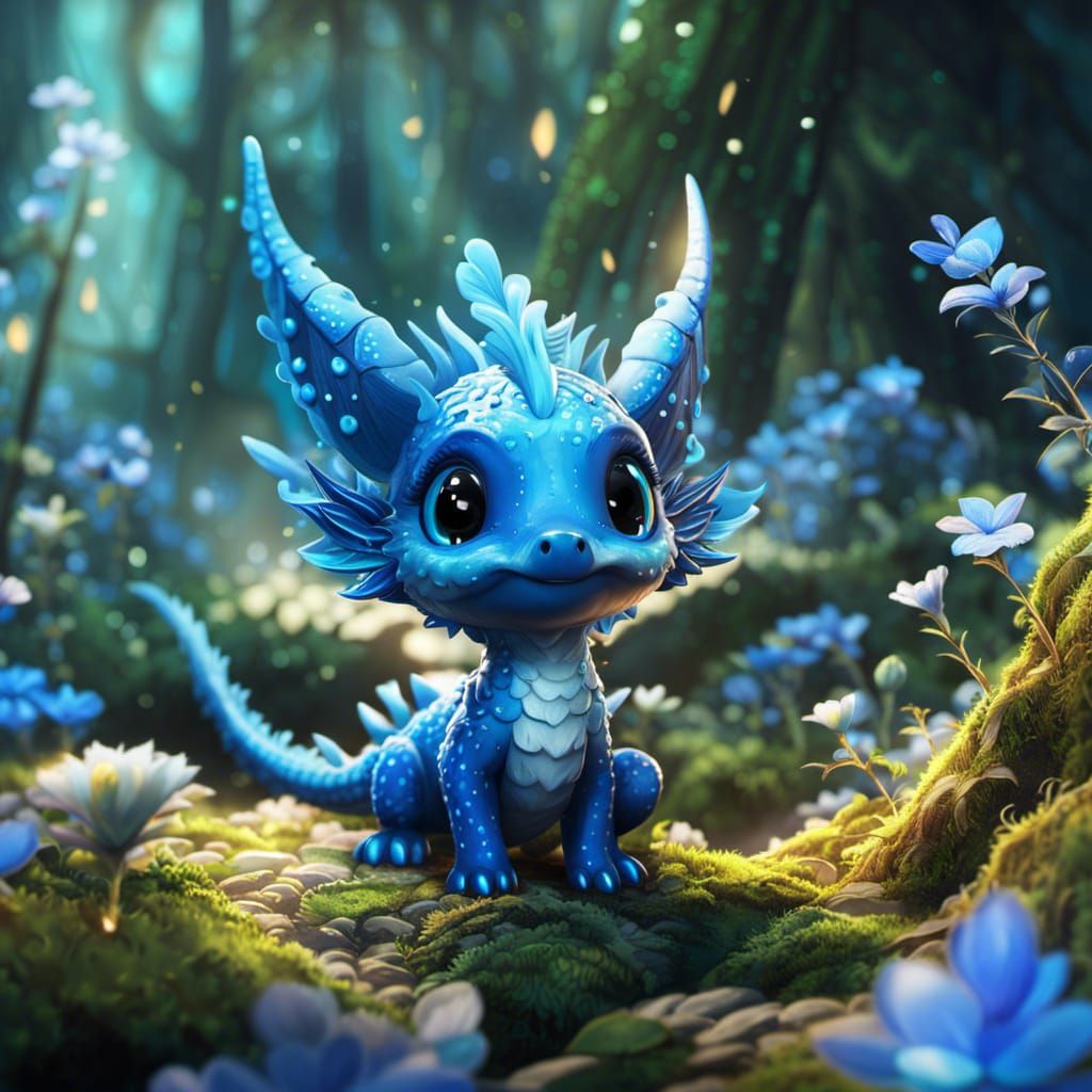 Little Dragon in Blue - AI Generated Artwork - NightCafe Creator