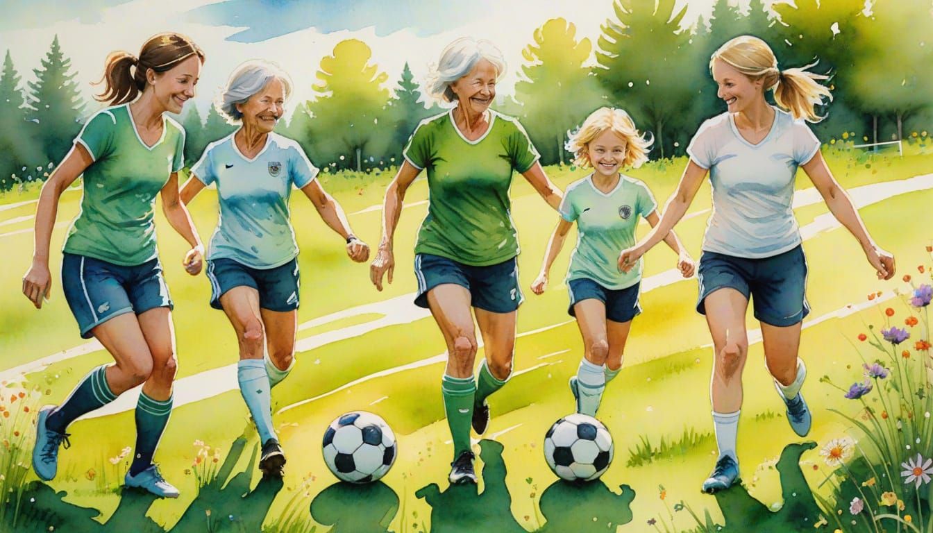A family soccer game just for grins & giggles.