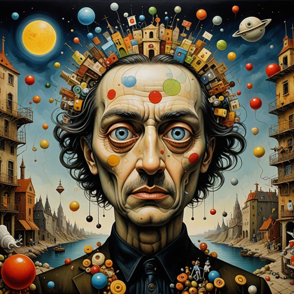 surrealist abstract masterpiece, " Not to know one's true identity is to be a mad, disensouled thing — a golem. And, indeed, this image, sic...