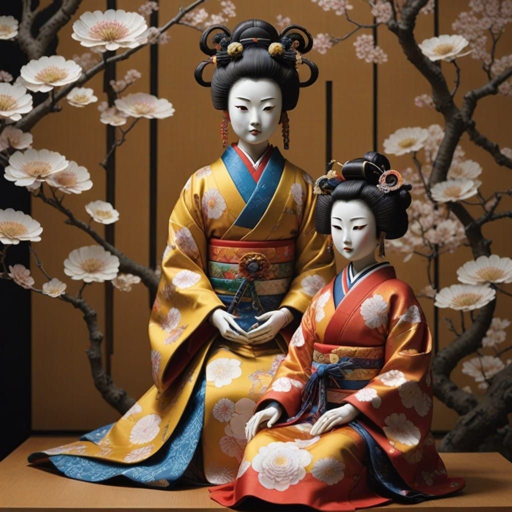 Japanese Traditional style dolls  by @BabyLarpKitten