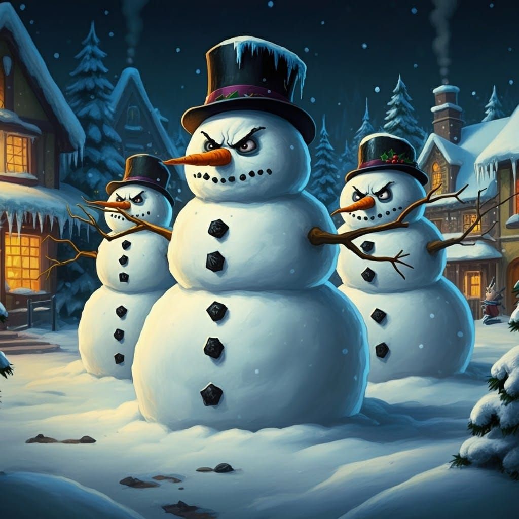 Angry snow men in the style of Bill Watterson.
#Color
#Fanta...