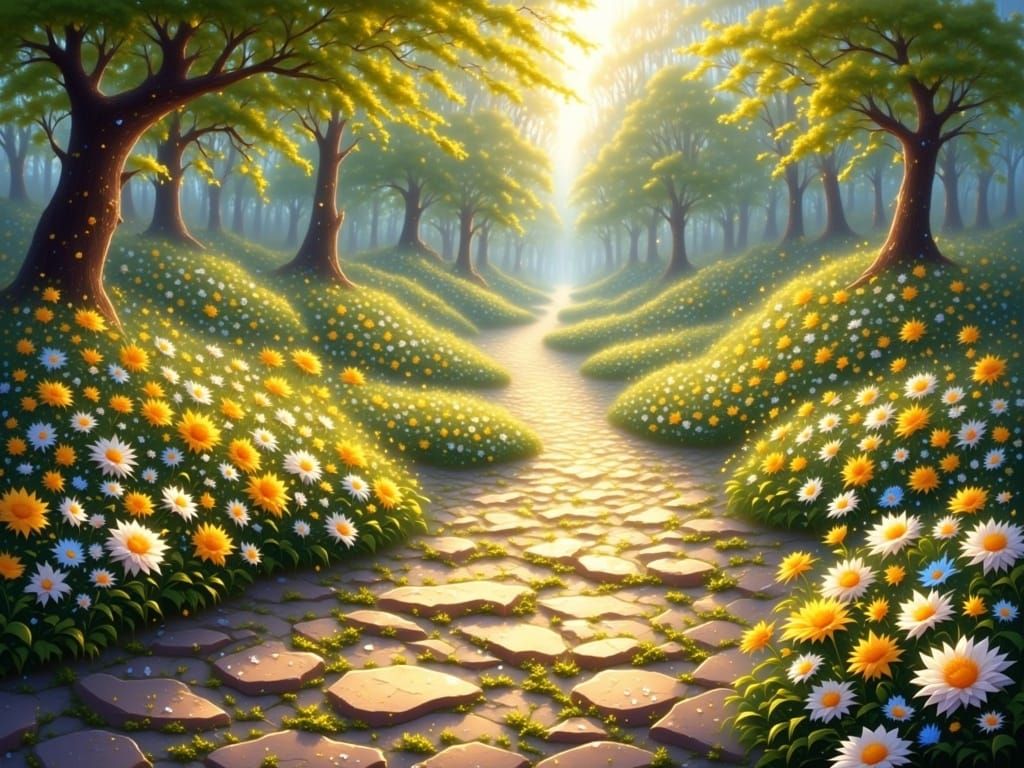 Cobblestone garden path  