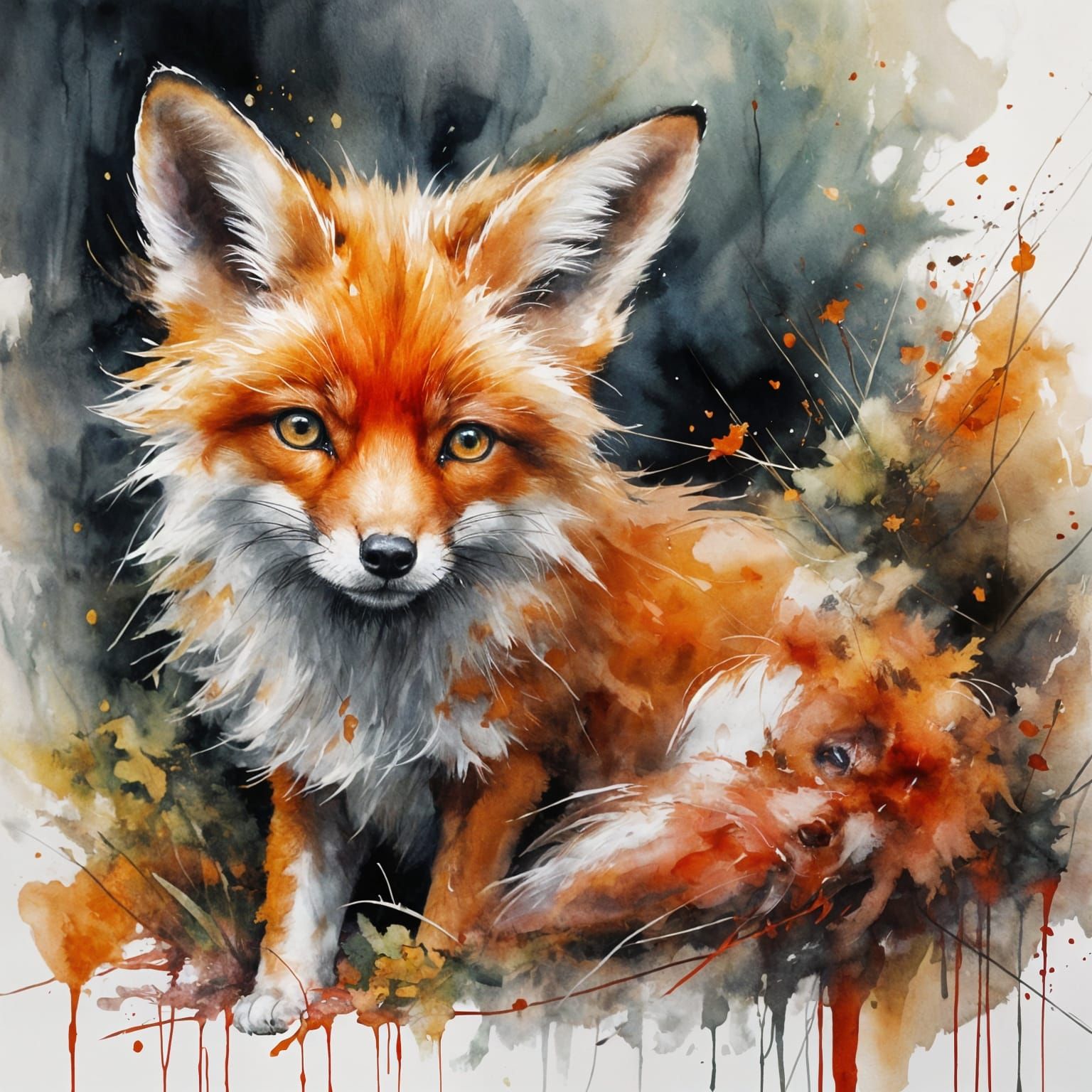 Baby fox waiting for mom in a mossy nest
  by @Dreamer in Hell