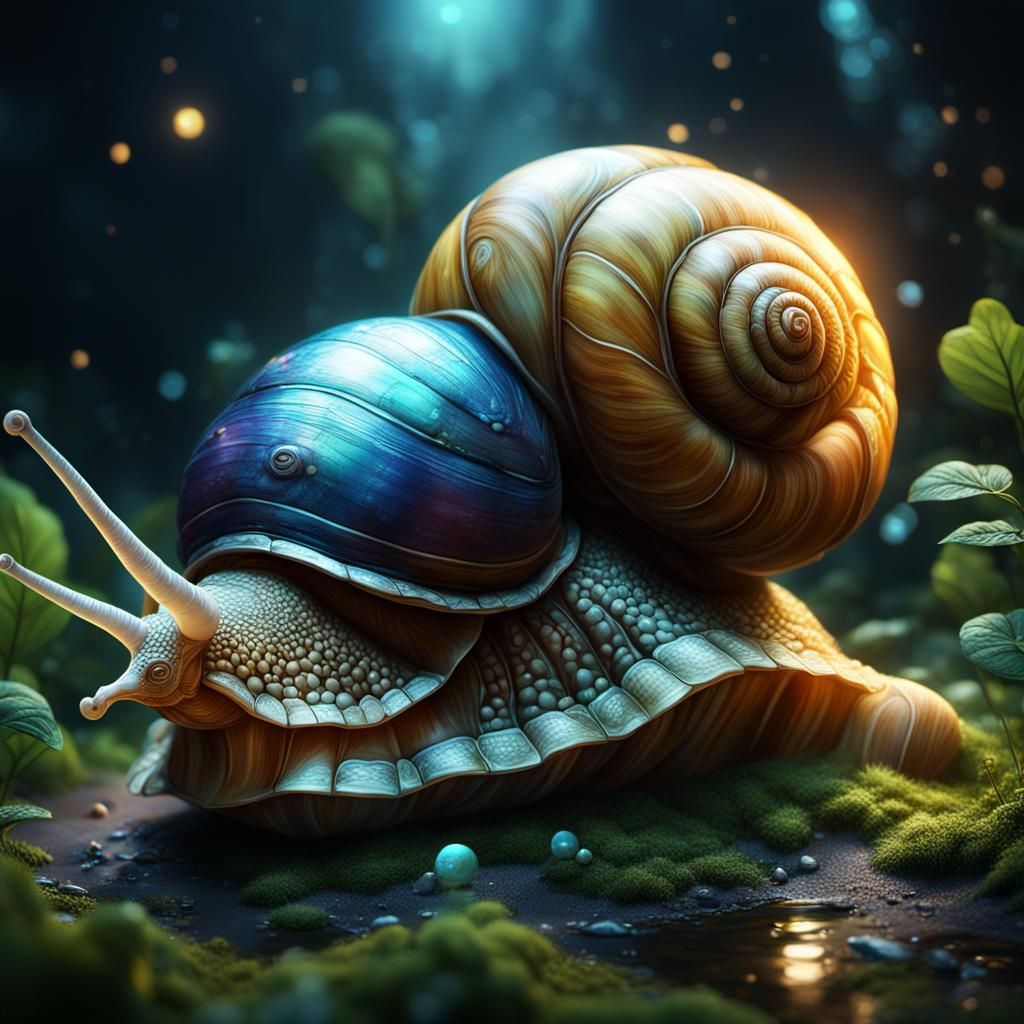 Glowing Snail: Mystical Realism Fantasy Art