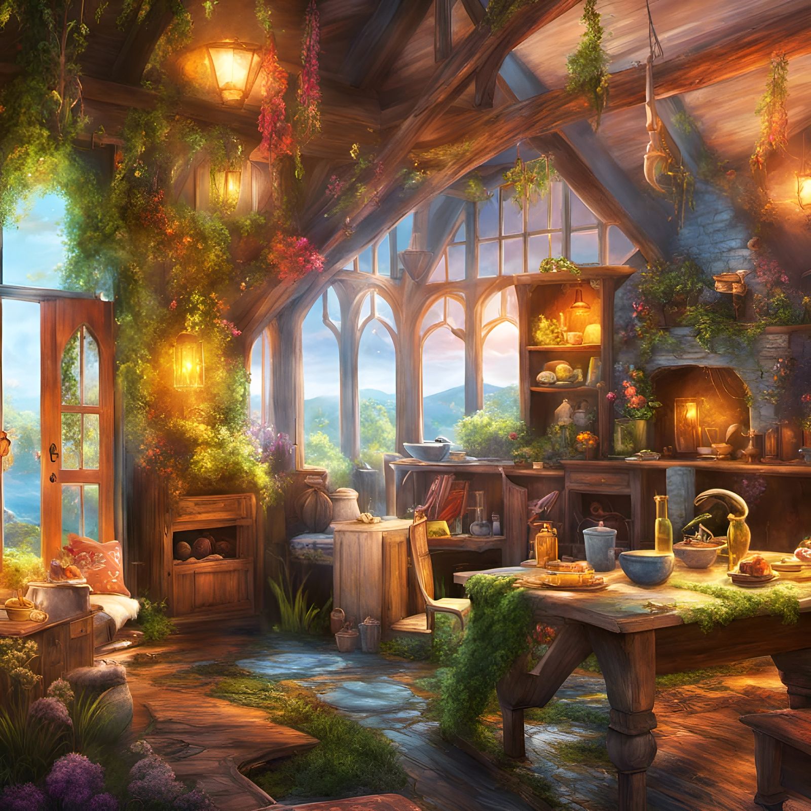 Fantasy enchanted cottage