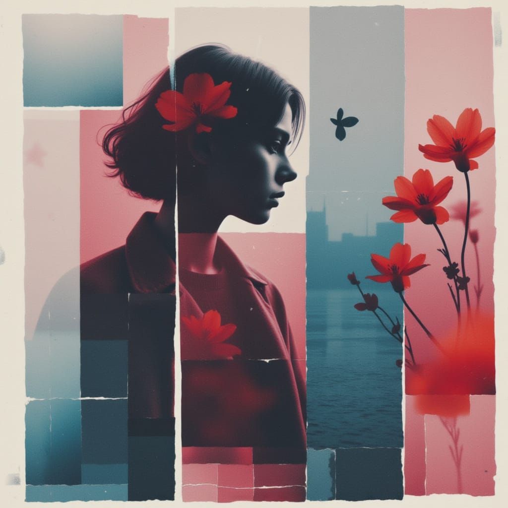 collage lo-fi <lora:BleakBeauty:1.0> --profile i7vqu5z, ethereal, crimson, cerulean, 
``fragmented `... red, blue, silhouettes, overlapping ...