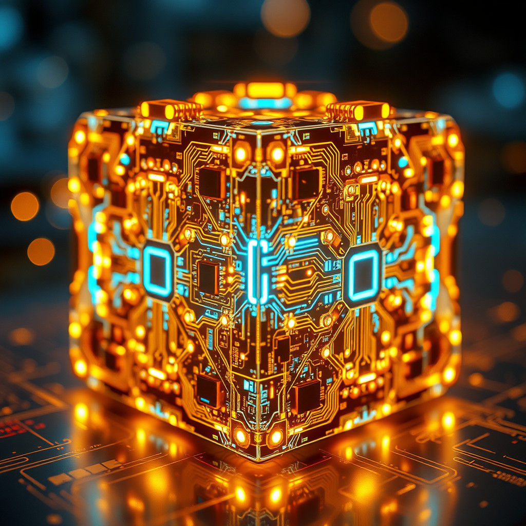 Glowing electronic circuits, cubic