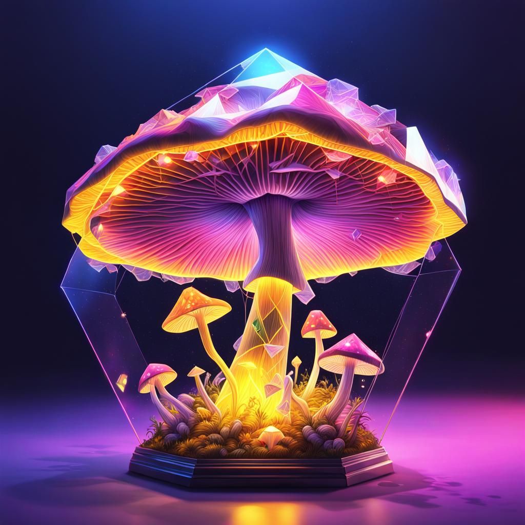 Polyhedron Neon Diamond Death Cap Mushroom