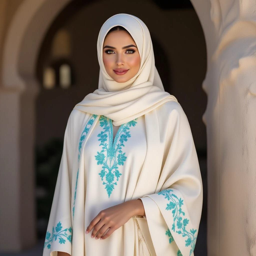 Dress with turquoise embroidery