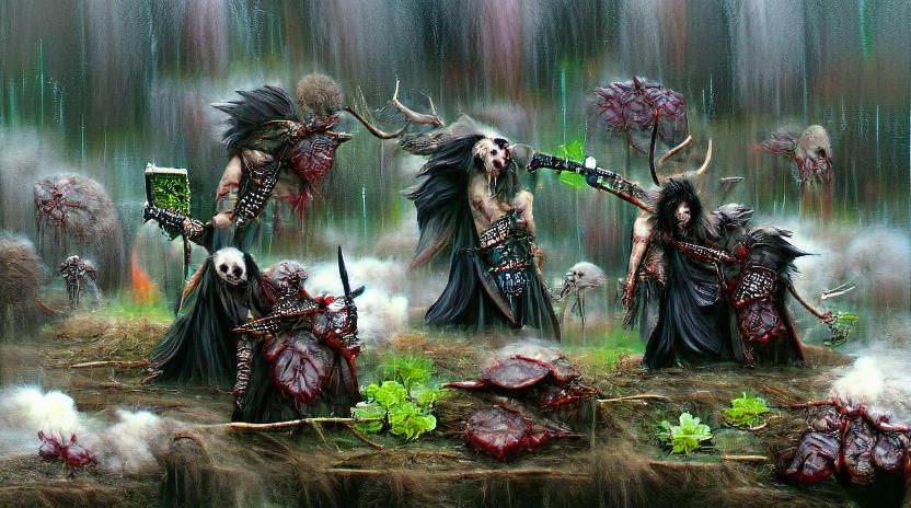 A druid battling a necromancer