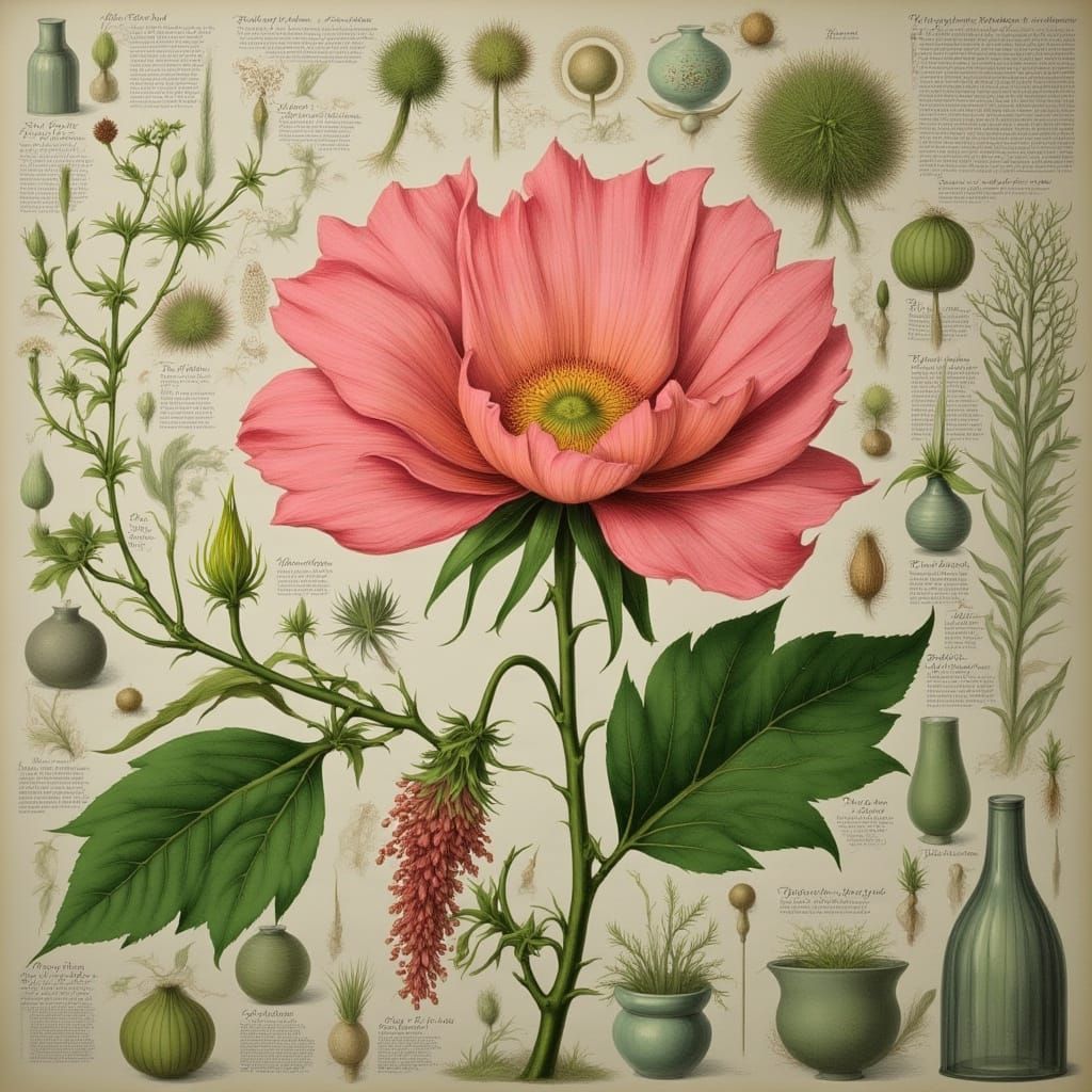 Mystical Flower with Delicate Leaves in a 2:1 Proportion